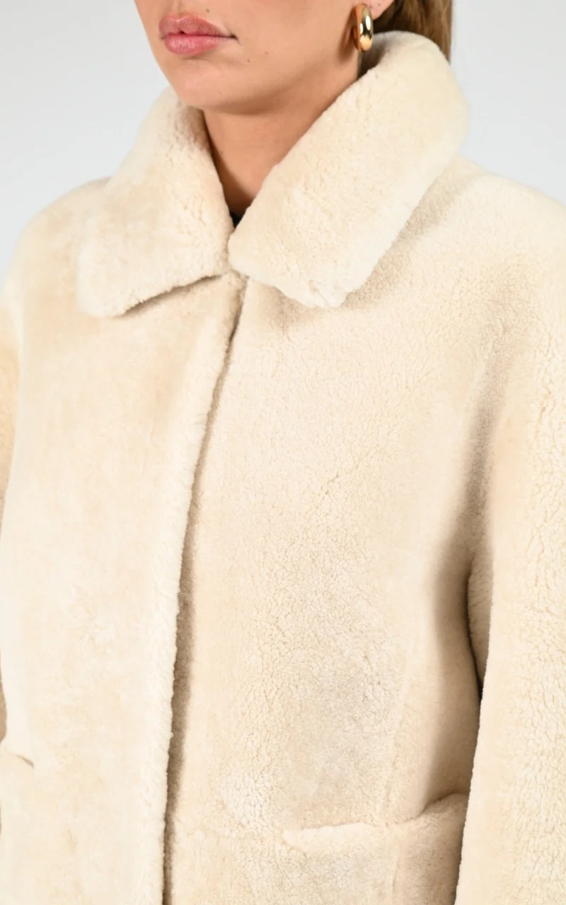 Veste peau lainée Irene beige