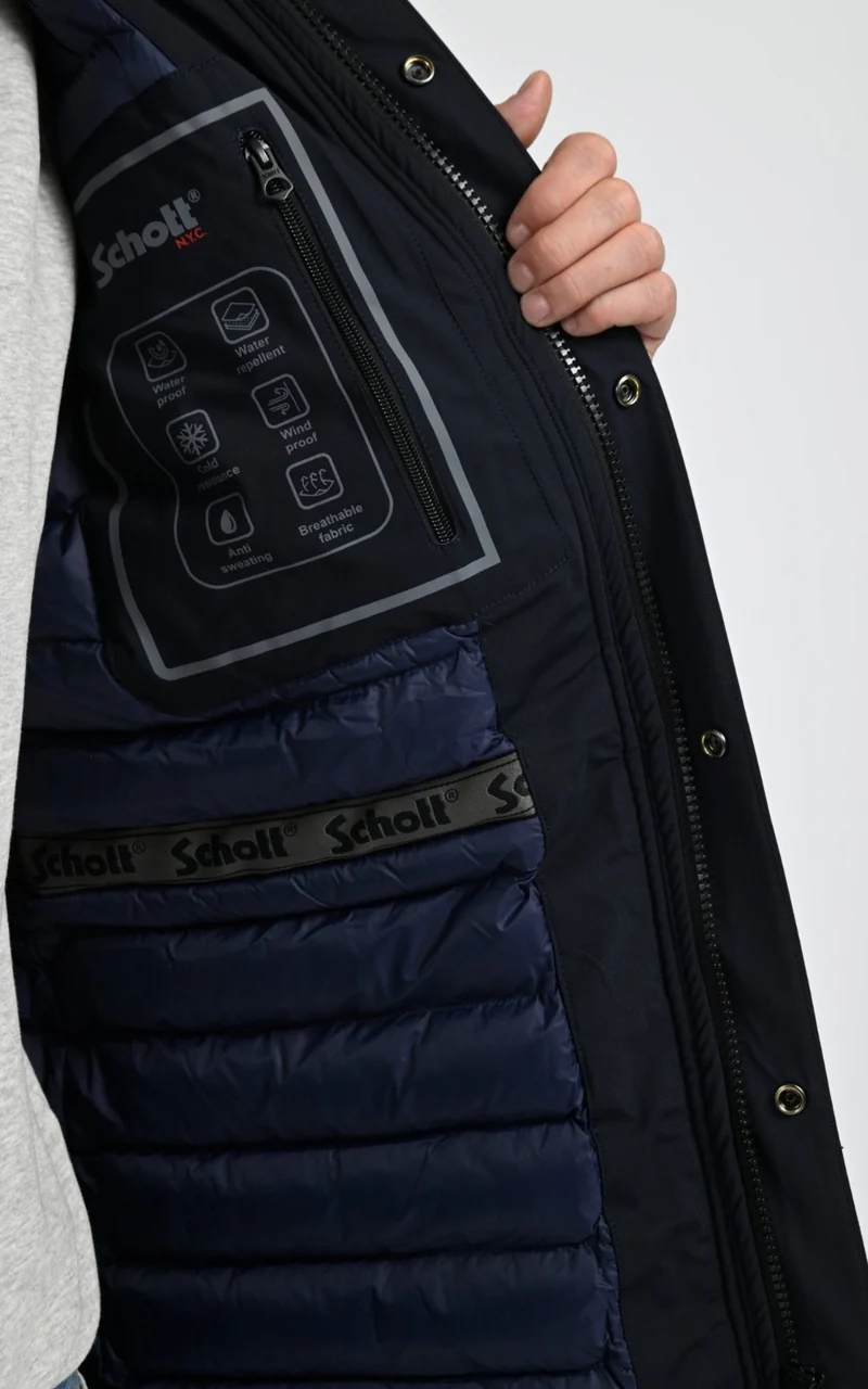 Parka capuche Chasen bleu marine
