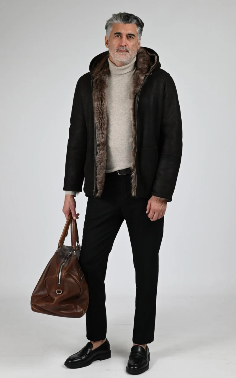 Veste en agneau de Toscane marron