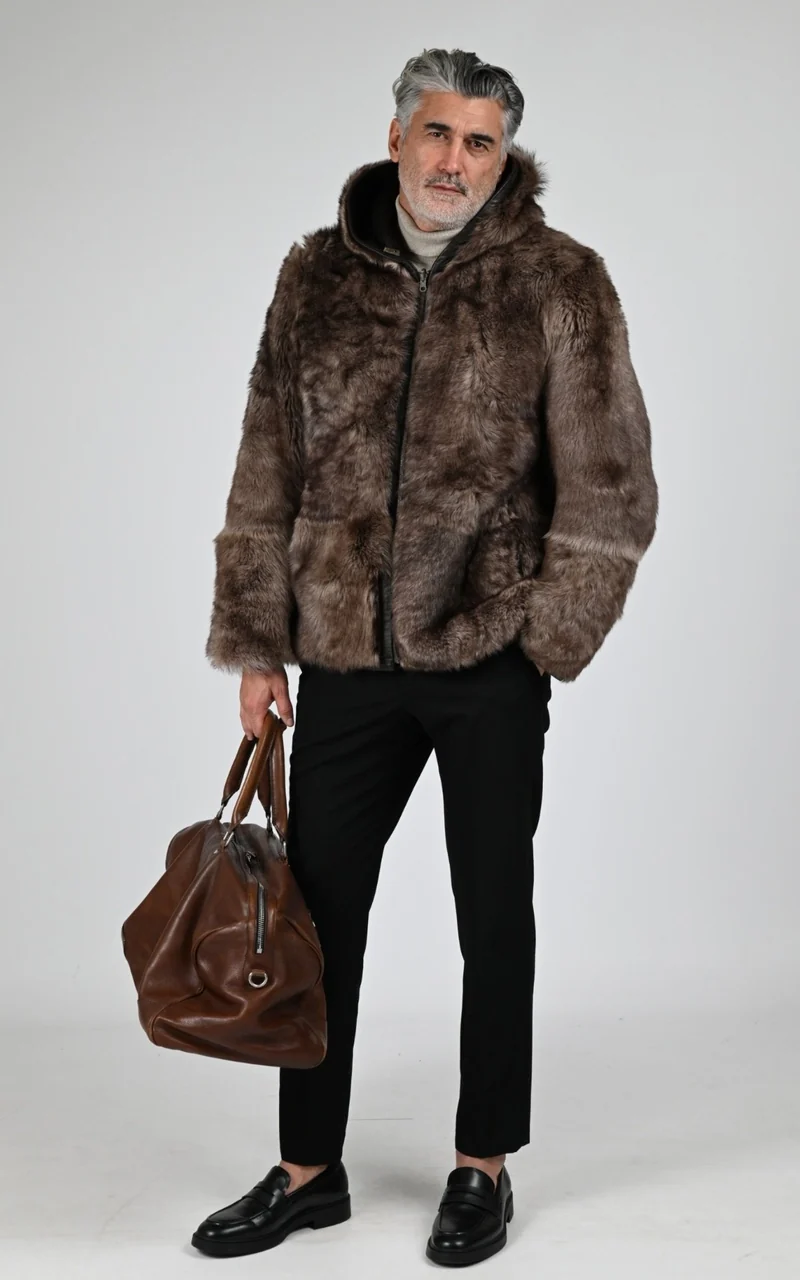 Veste en agneau de Toscane marron