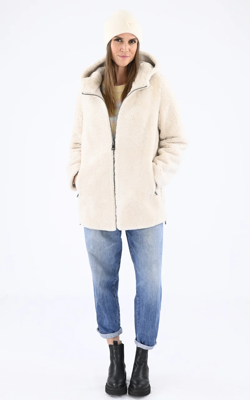 Veste peau lainée mérinos beige
