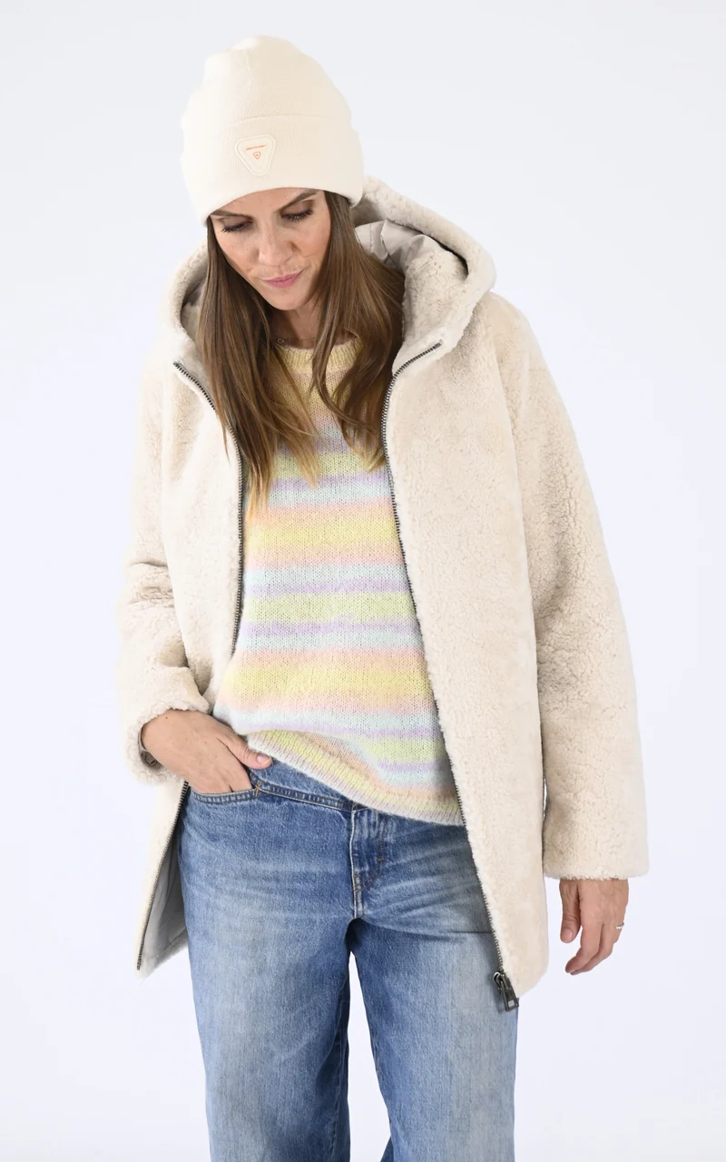 Veste peau lainée mérinos beige