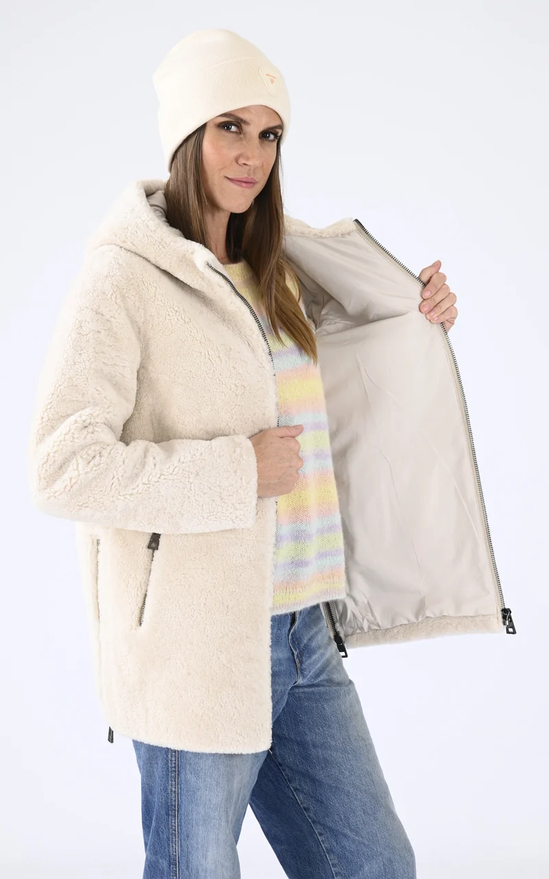Veste peau lainée mérinos beige