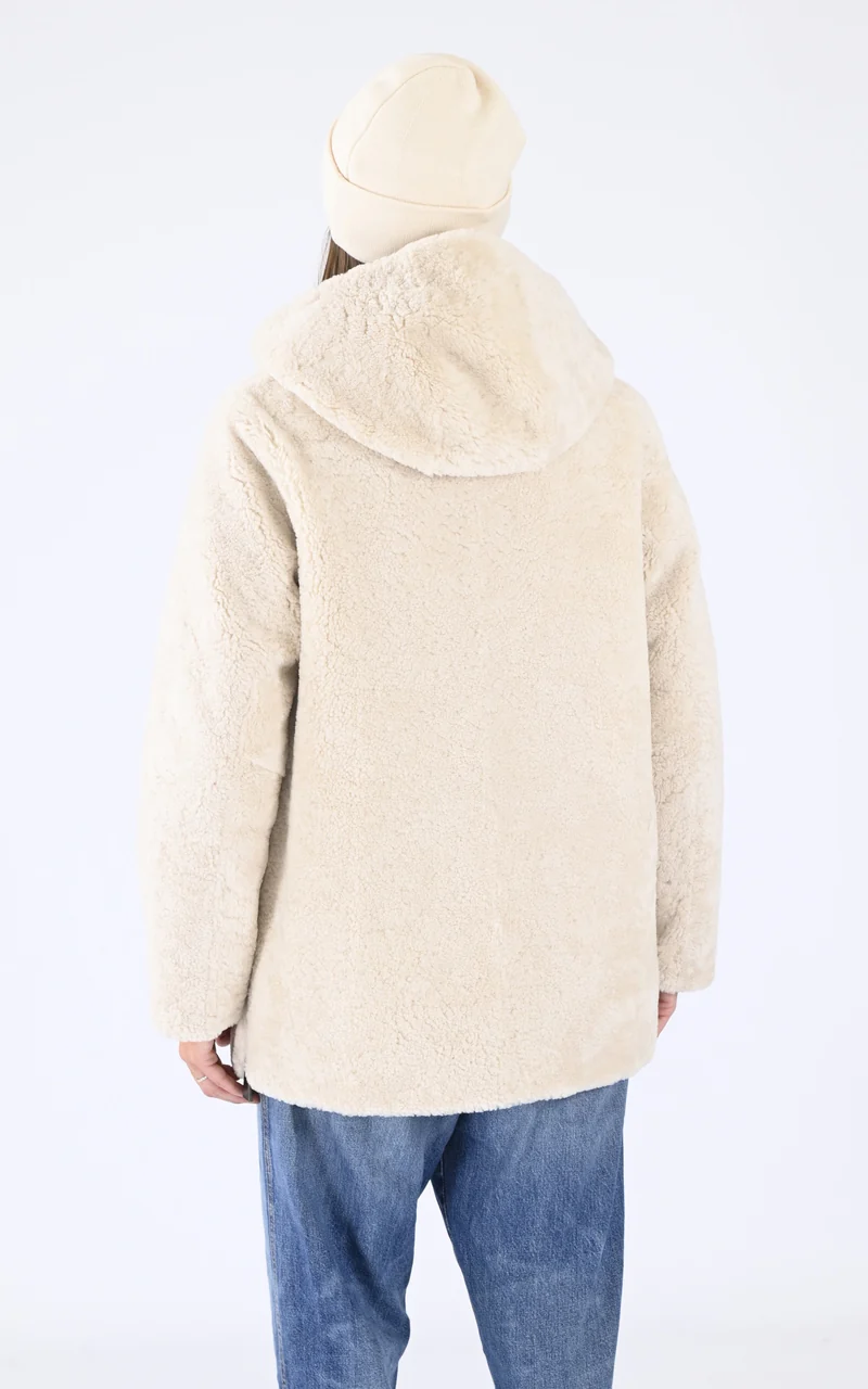 Veste peau lainée mérinos beige