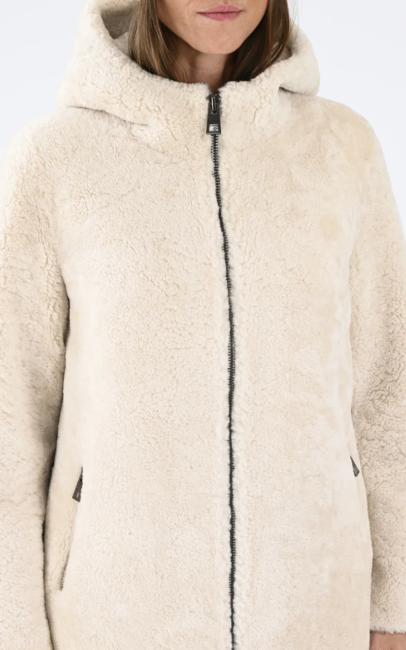 Veste peau lainée mérinos beige
