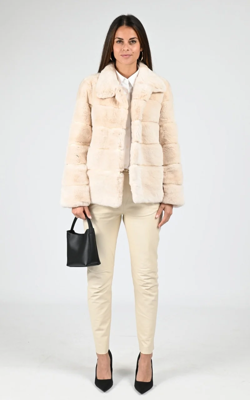 Veste en fourrure de lapin Rex ivoire