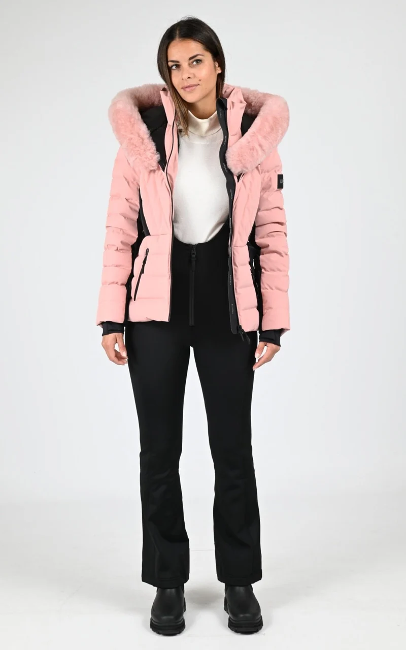 Veste de ski avec fourrure Elita rose