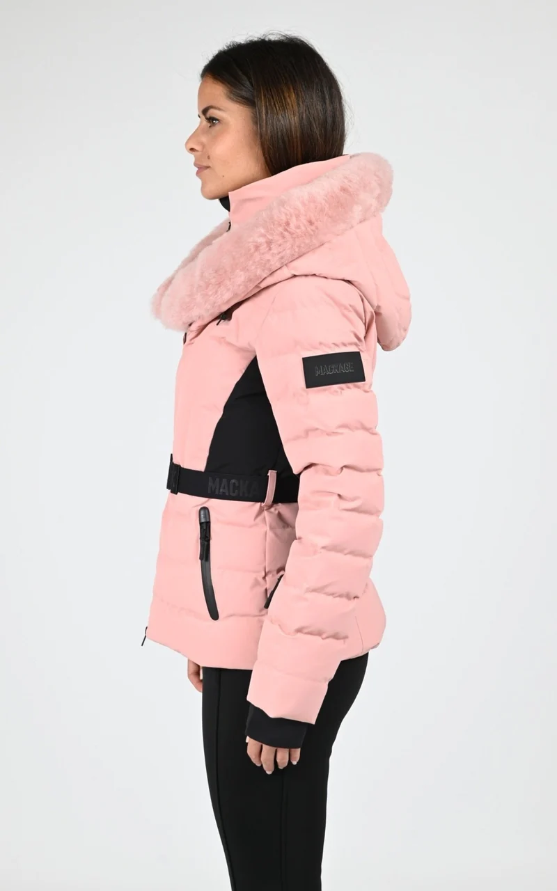 Veste de ski avec fourrure Elita rose