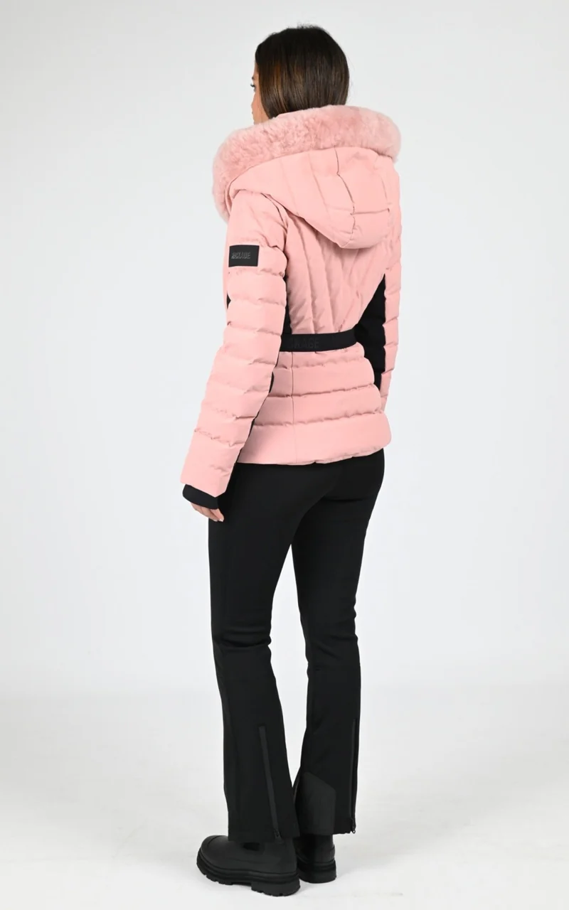 Veste de ski avec fourrure Elita rose