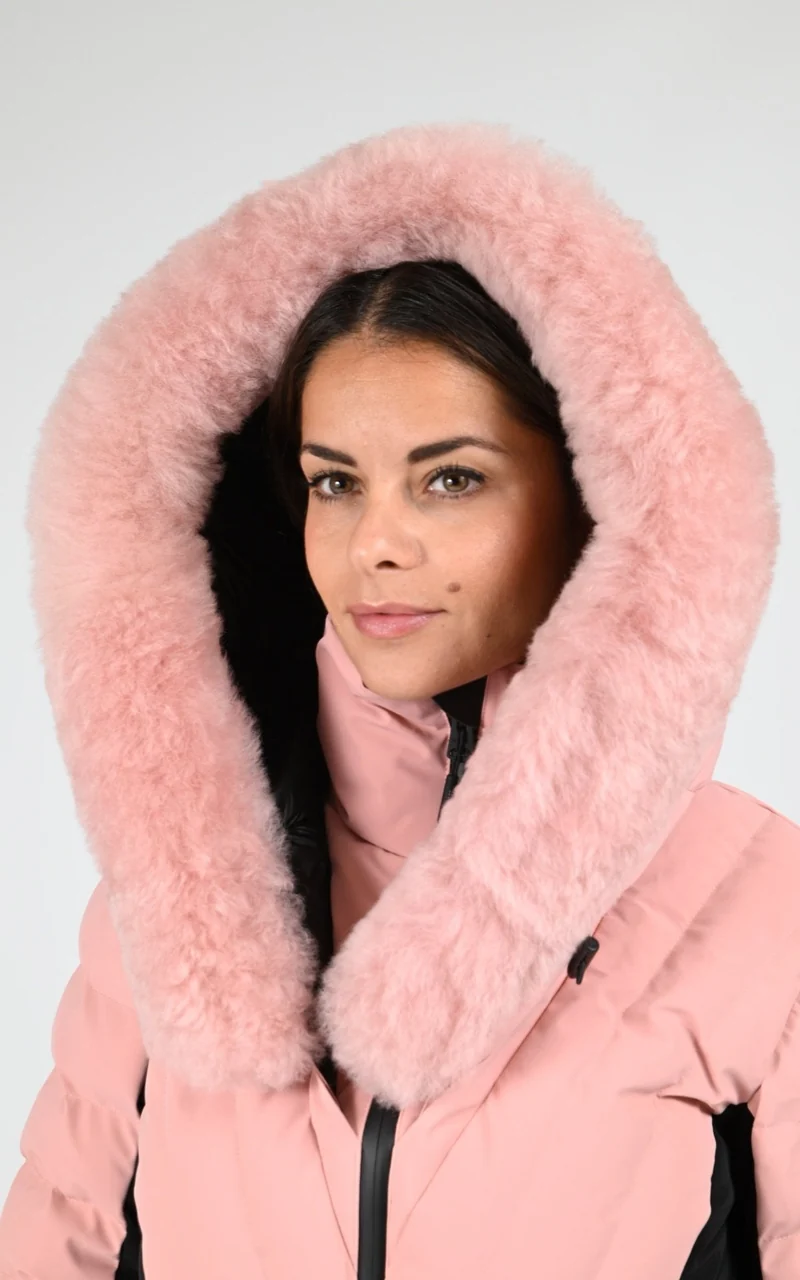 Veste de ski avec fourrure Elita rose