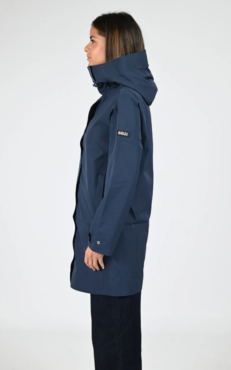 Parka longue bleu marine