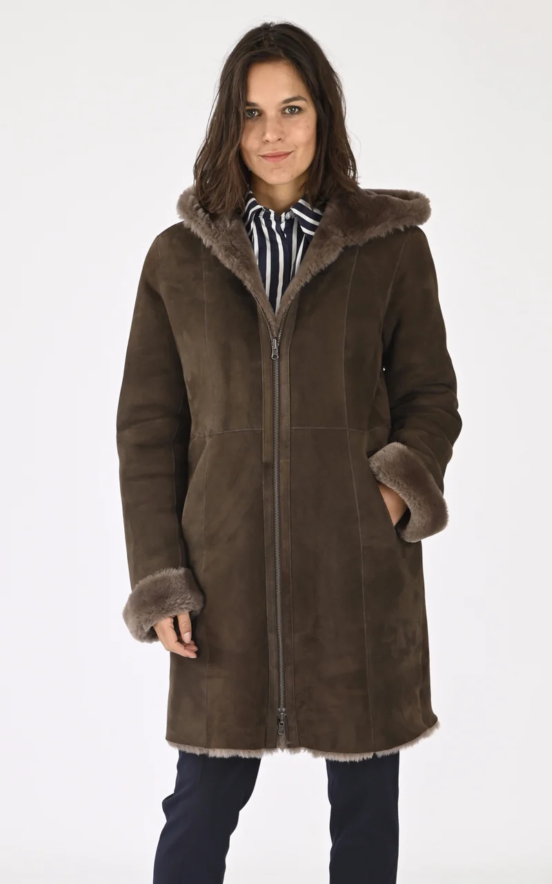 Veste agneau velours marron