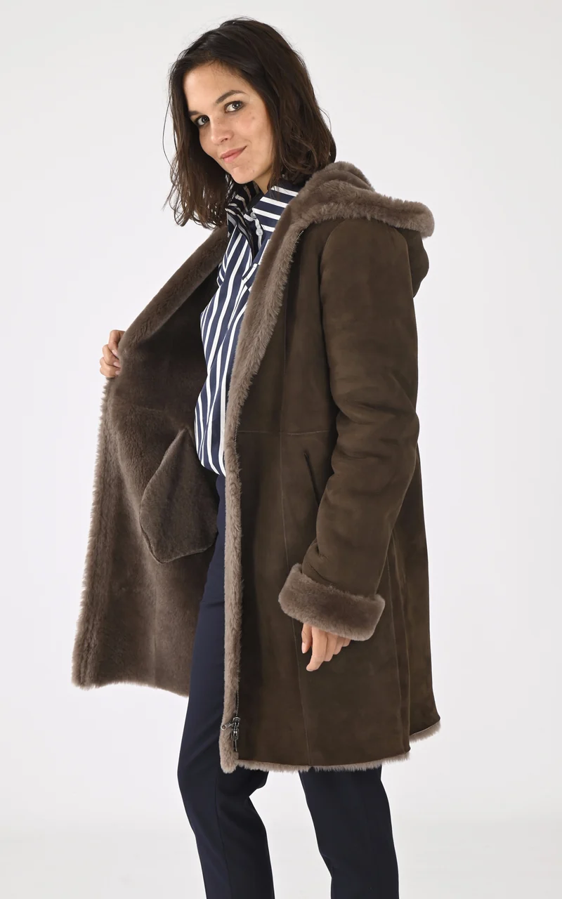 Veste agneau velours marron