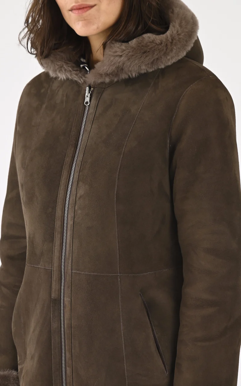 Veste agneau velours marron