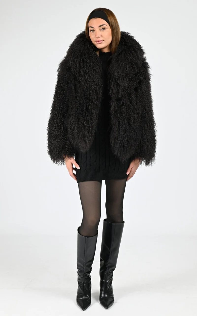 Veste laine agneau Miba marron foncé