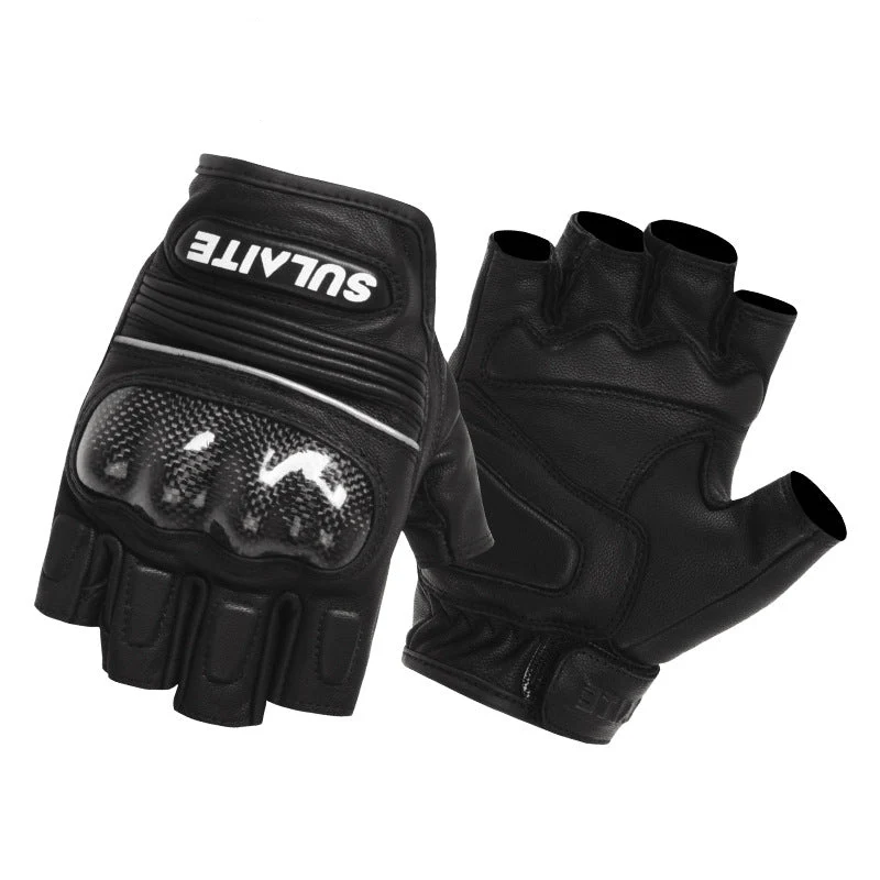 Gants Moto Mitaine Cuir | Coque Carbone 3D & Grip Pro