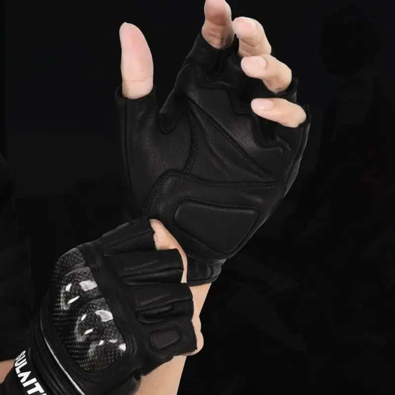 Gants Moto Mitaine Cuir | Coque Carbone 3D & Grip Pro