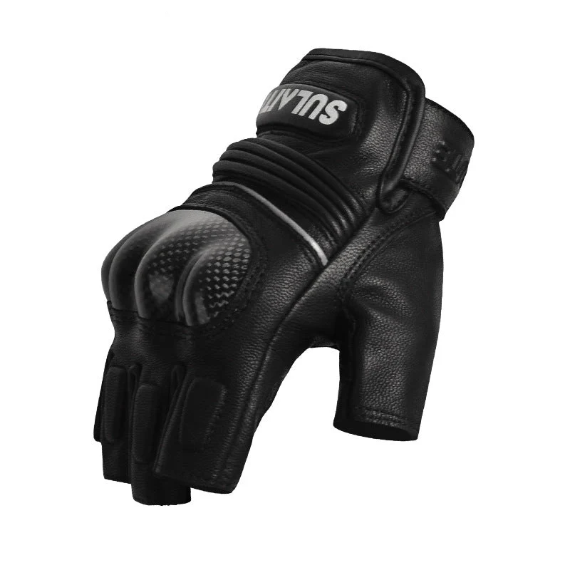 Gants Moto Mitaine Cuir | Coque Carbone 3D & Grip Pro