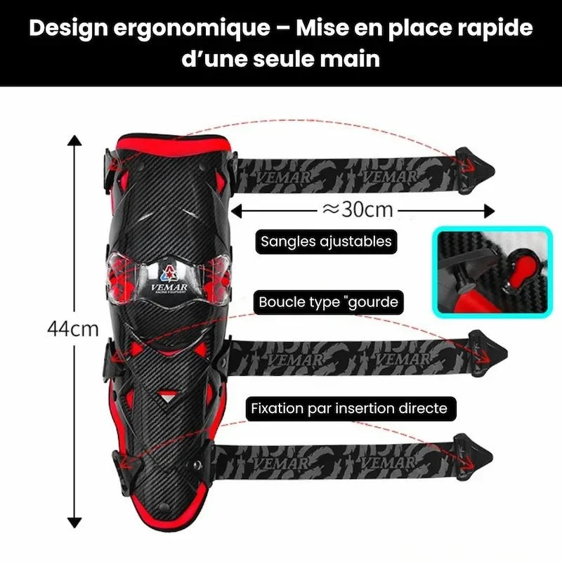 Genouillere moto articulé avec protege tibia