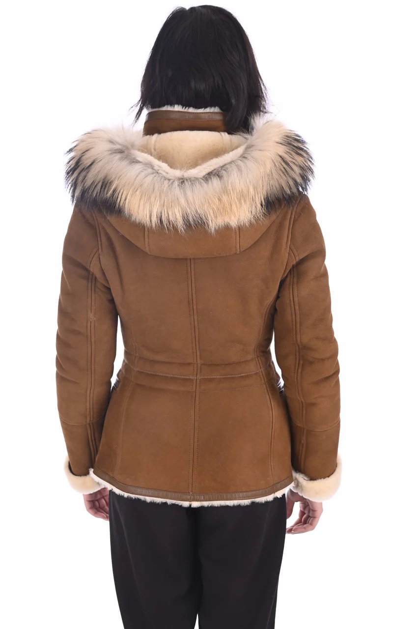 Veste peau lainée agneau camel