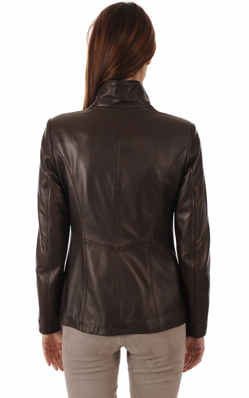 Veste cuir agneau marron