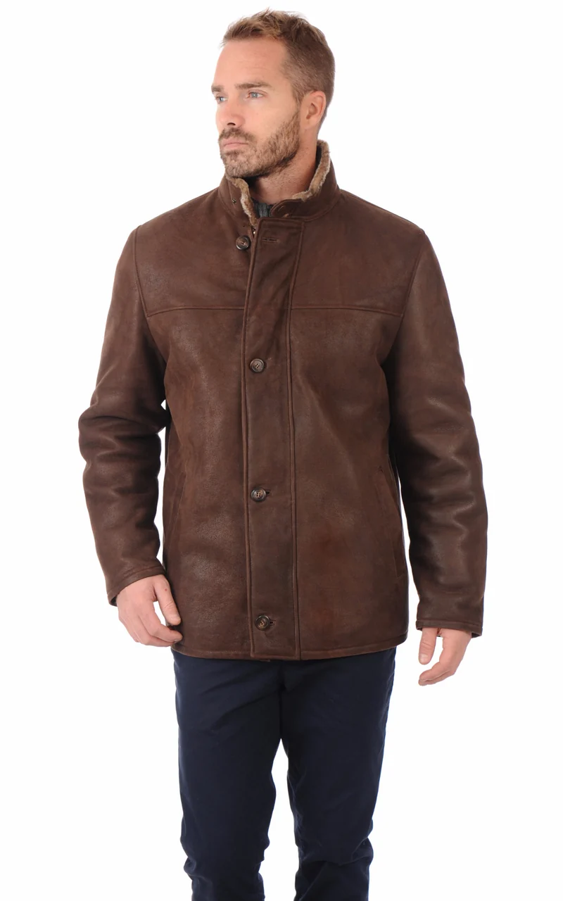 Veste agneau mérinos Marco marron