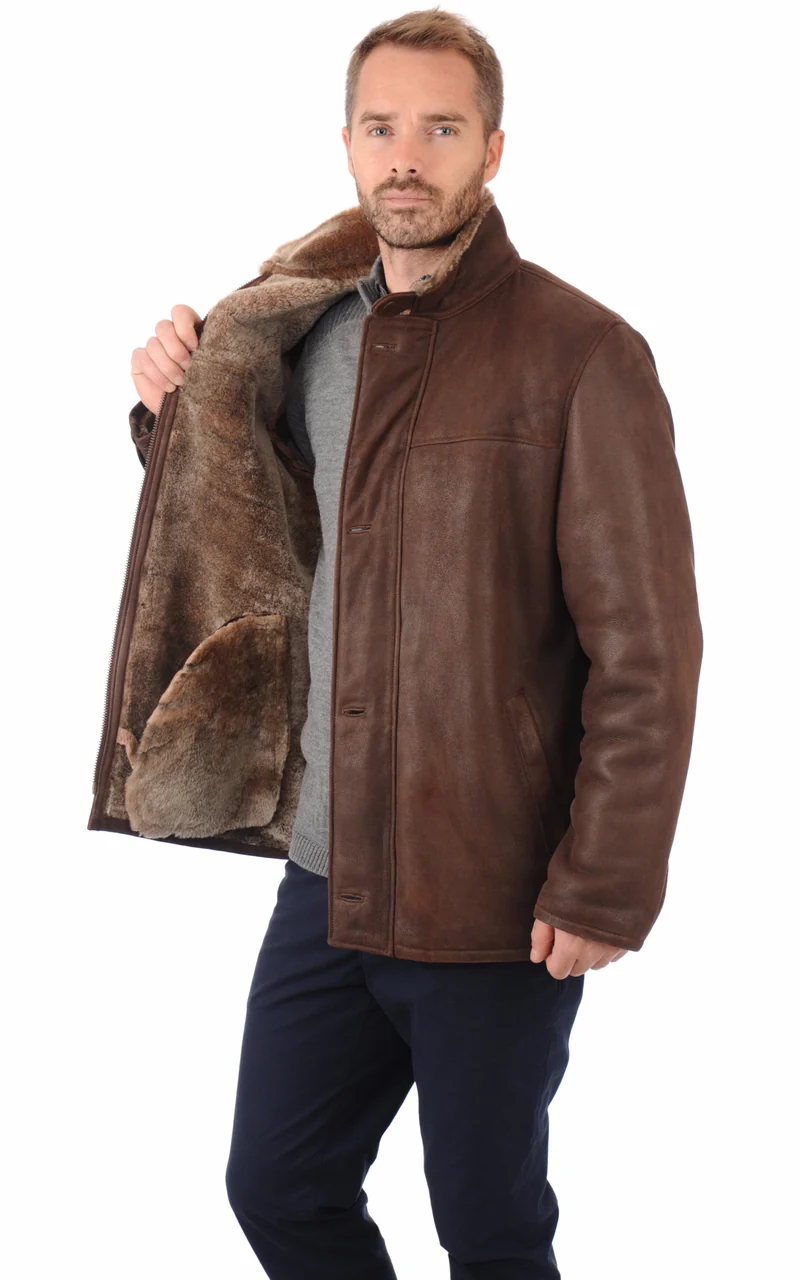 Veste agneau mérinos Marco marron