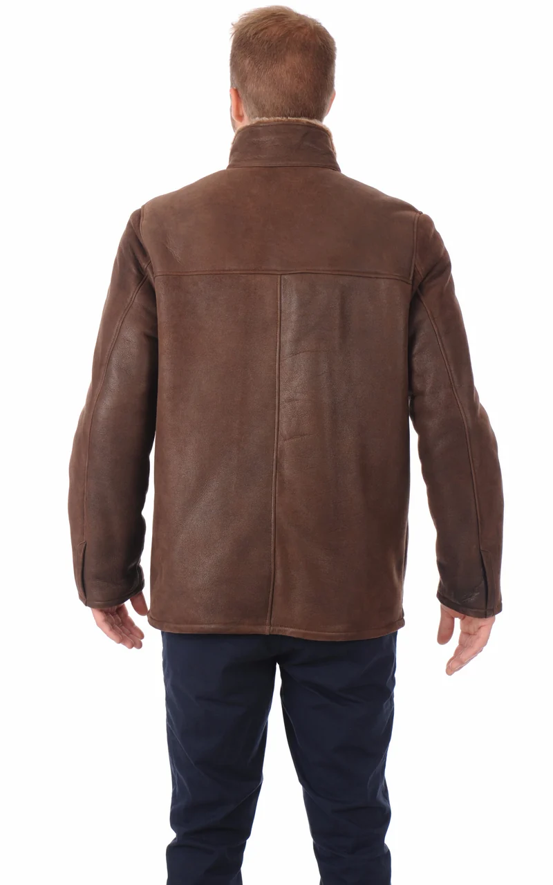 Veste agneau mérinos Marco marron