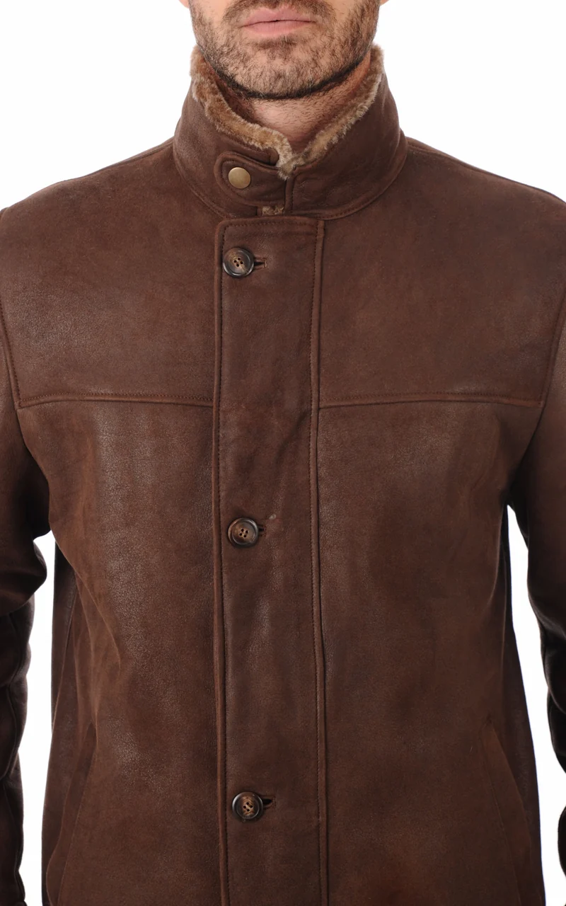Veste agneau mérinos Marco marron