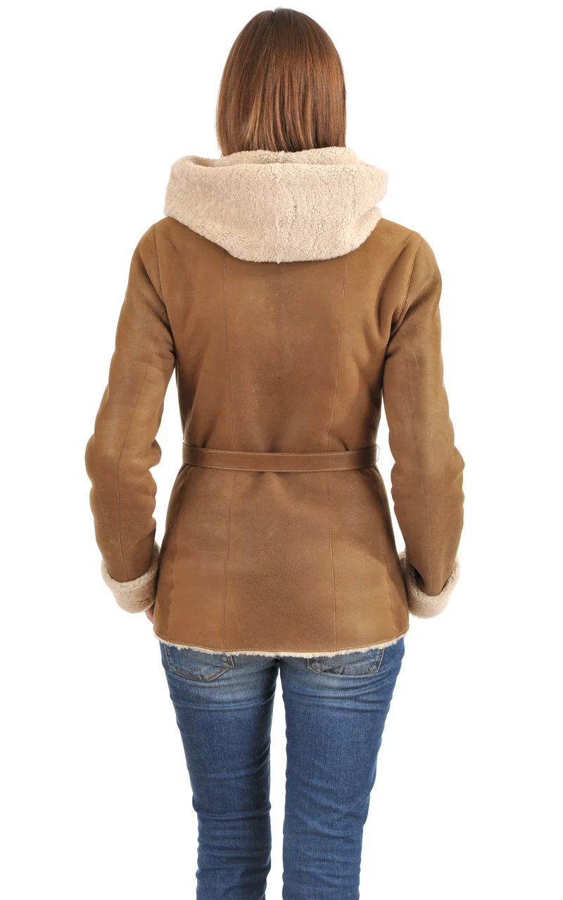 Veste cintrée peau lainée camel