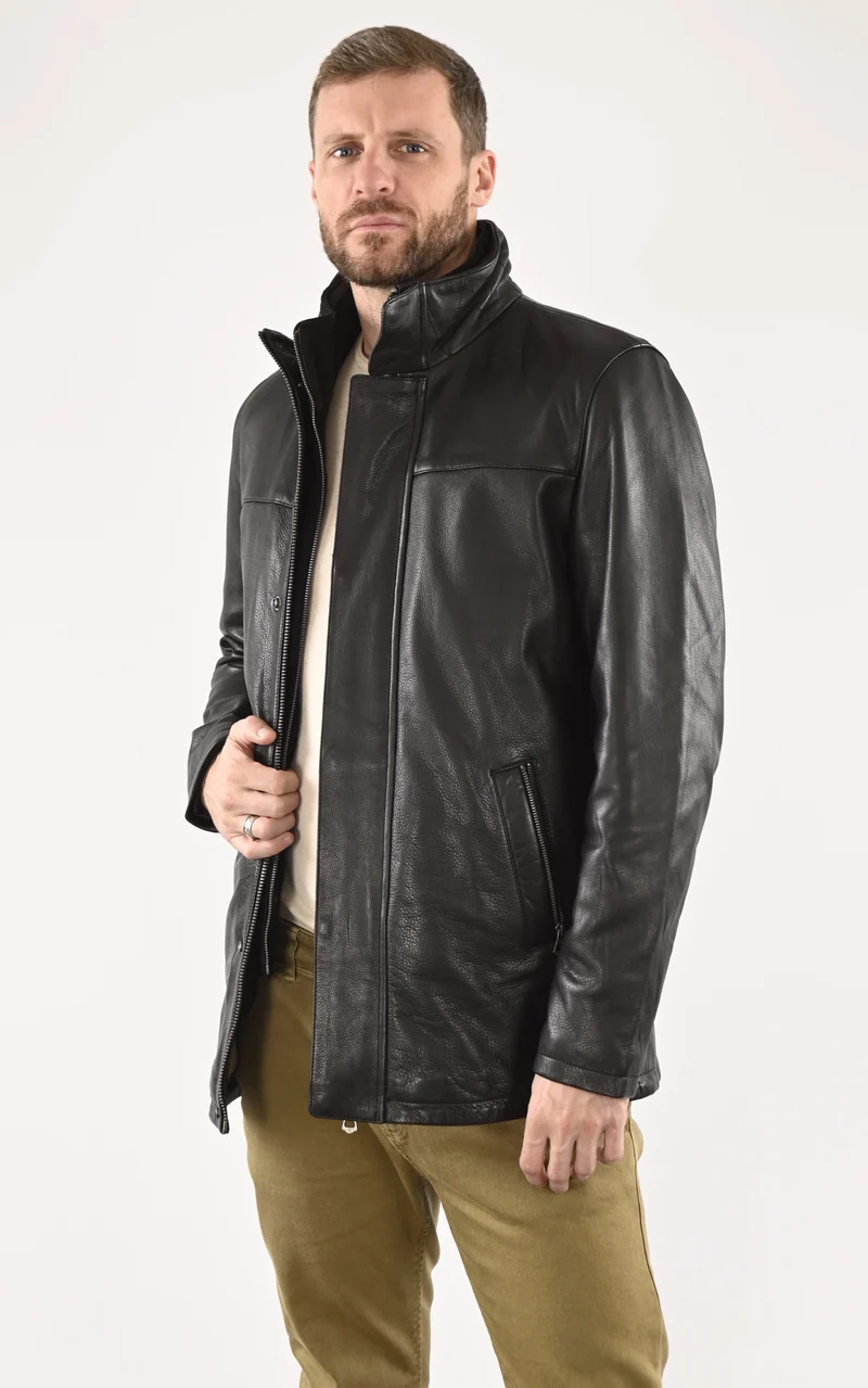 Veste Mika cuir grainé noir