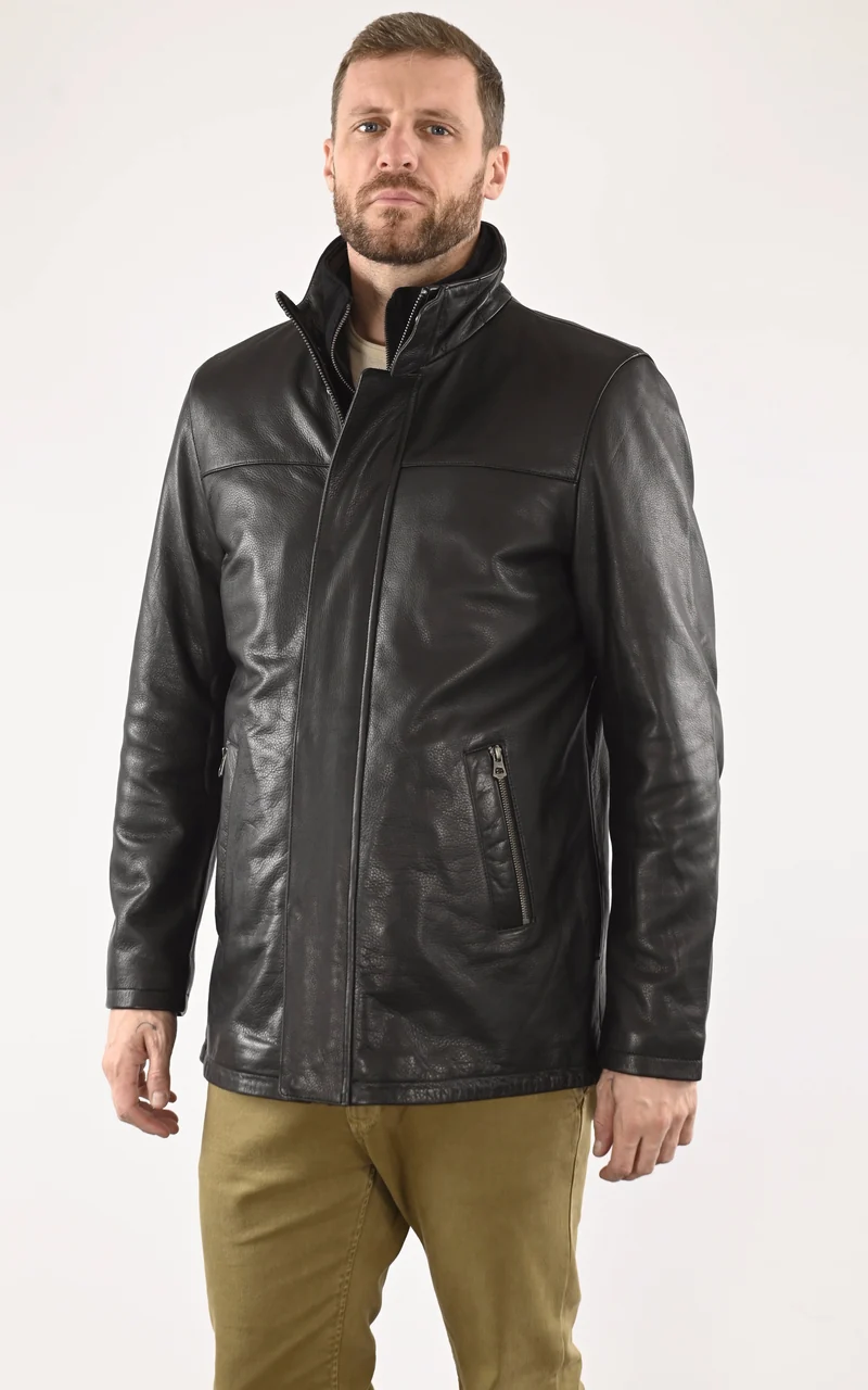Veste Mika cuir grainé noir