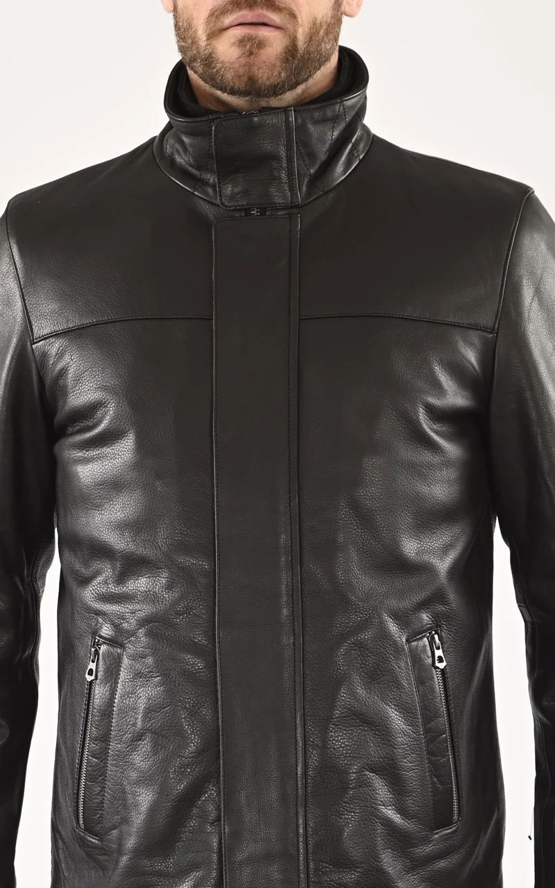 Veste Mika cuir grainé noir