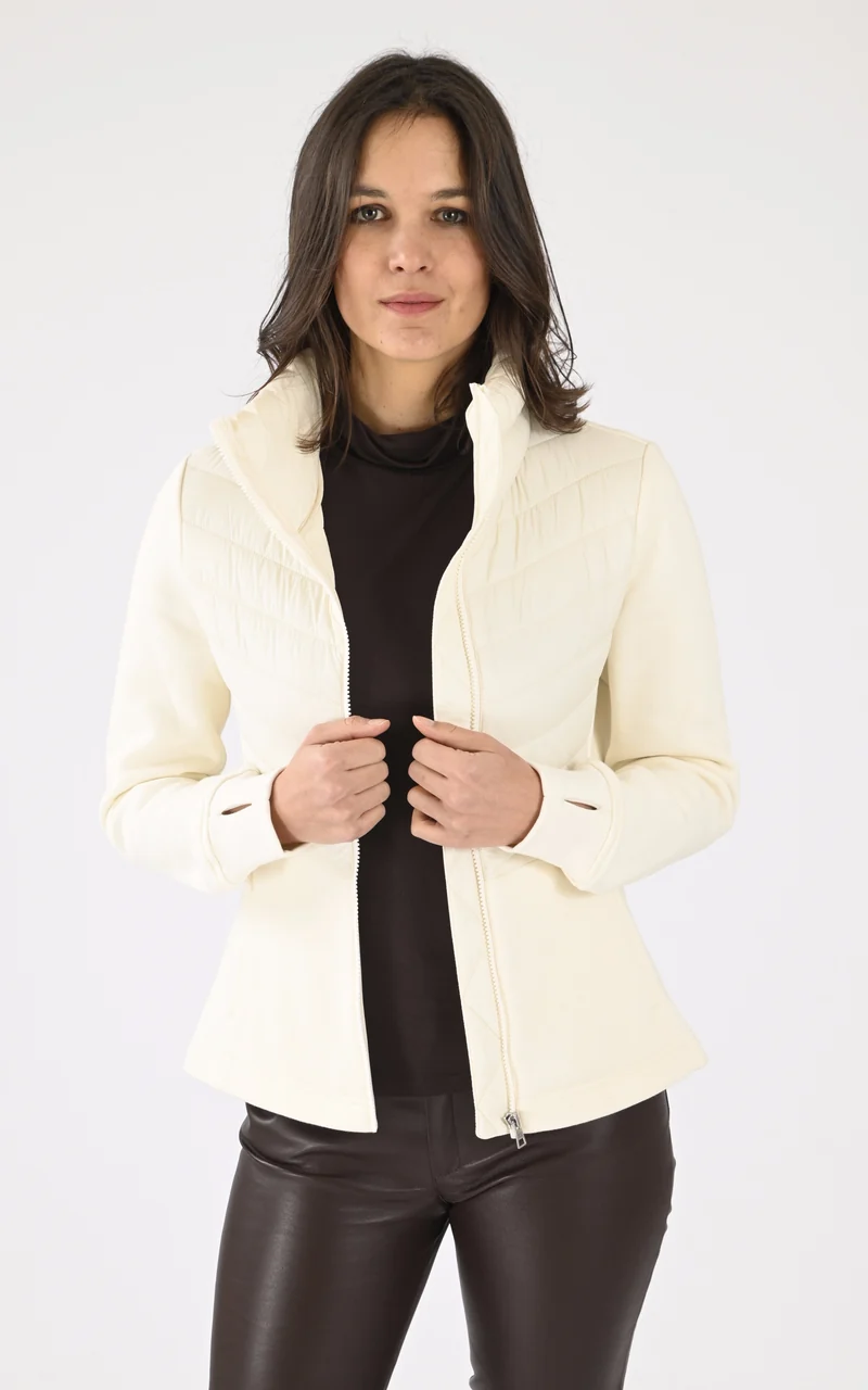 Veste bi-matière beige