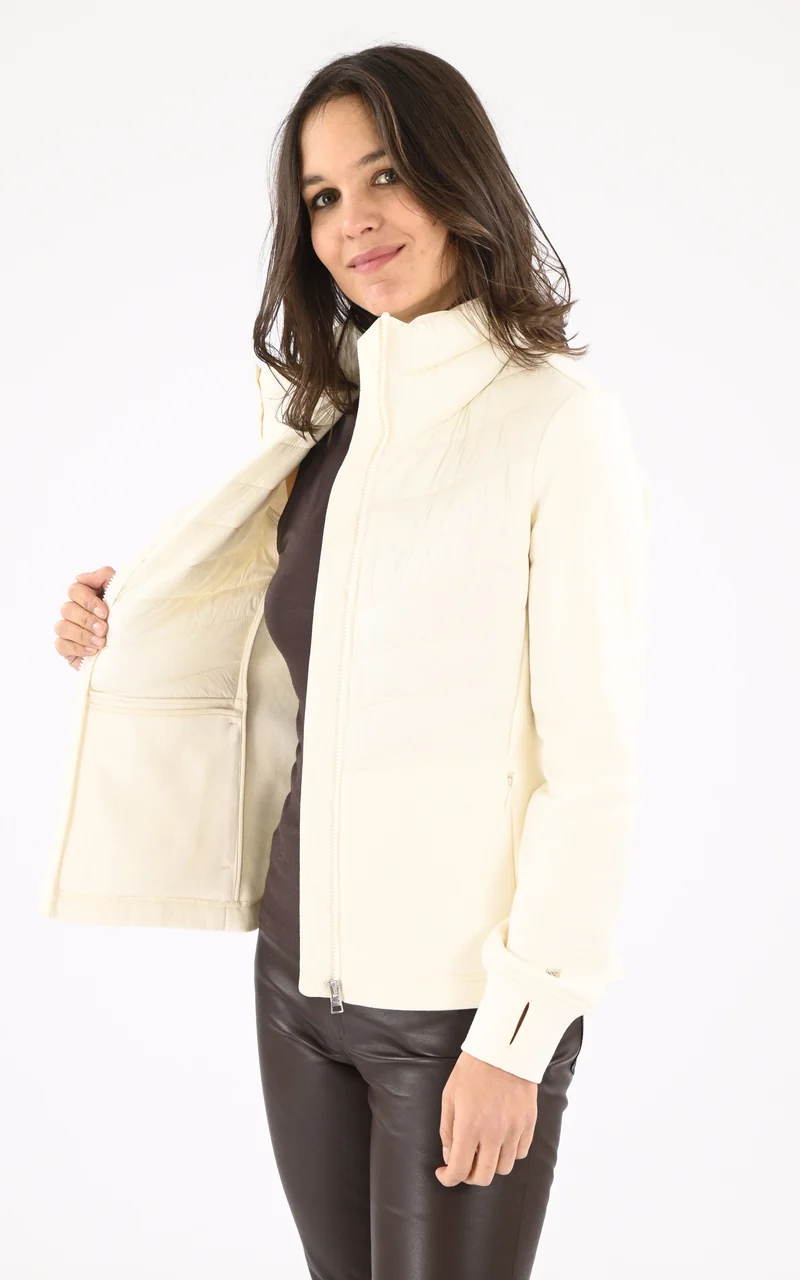 Veste bi-matière beige