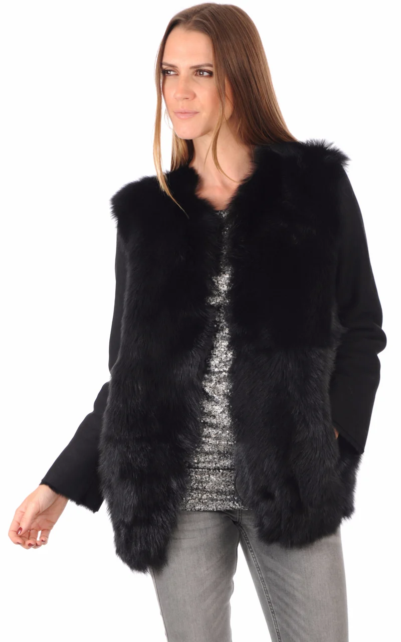 Veste agneau de Toscane Léonie noir