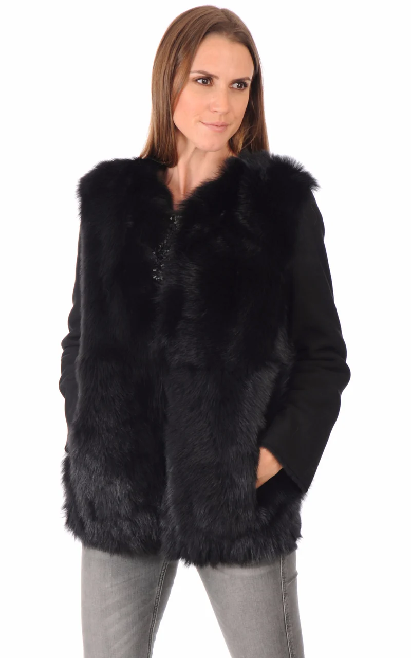 Veste agneau de Toscane Léonie noir
