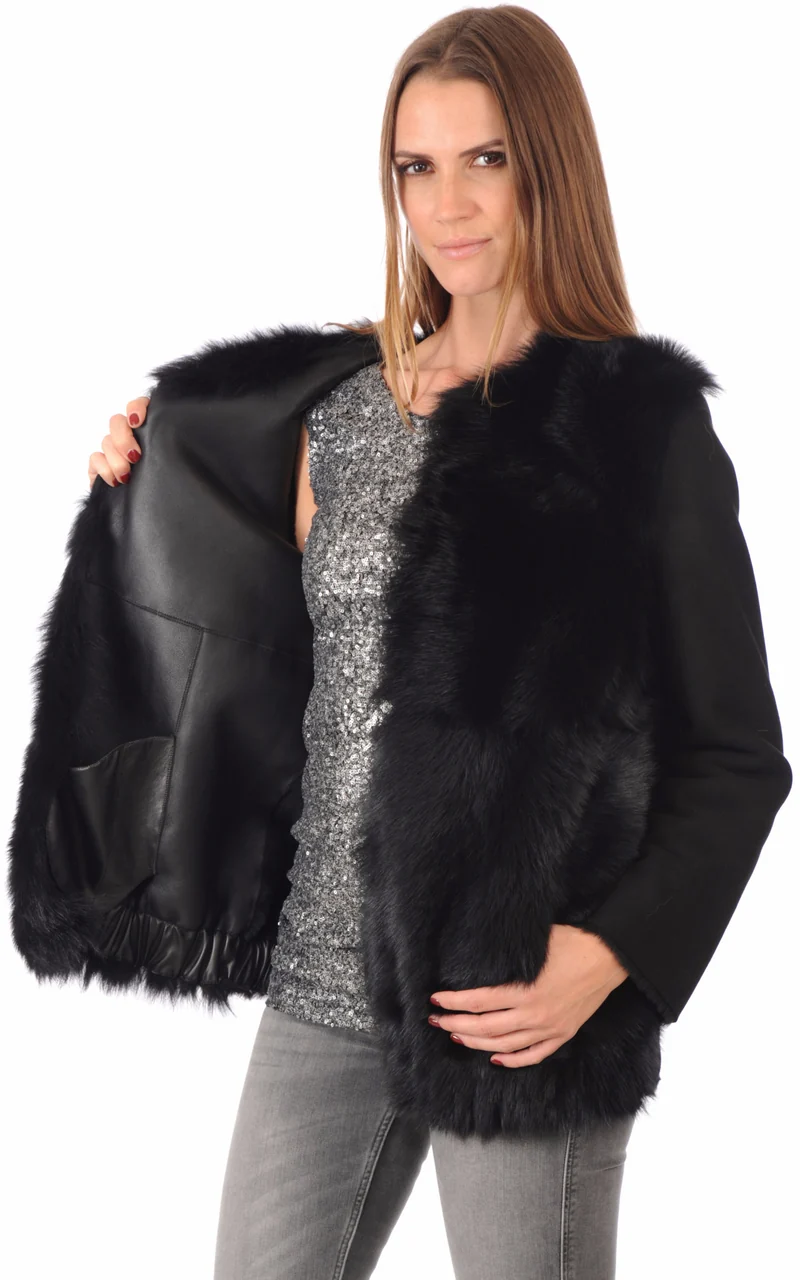 Veste agneau de Toscane Léonie noir