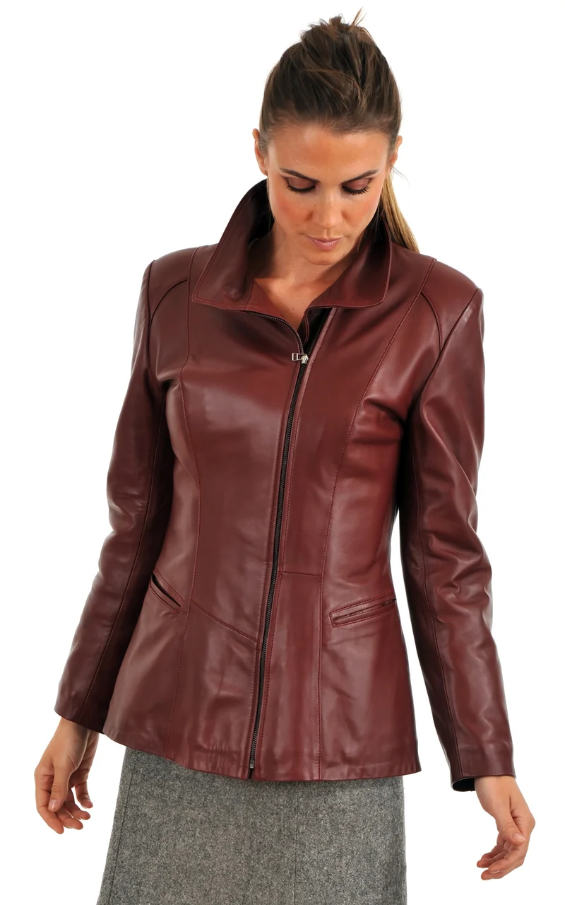 Veste cintrée Marina cuir rouge
