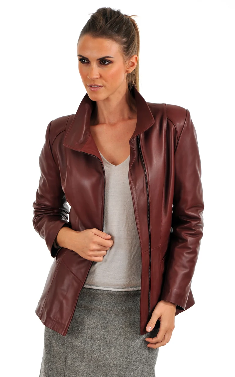 Veste cintrée Marina cuir rouge