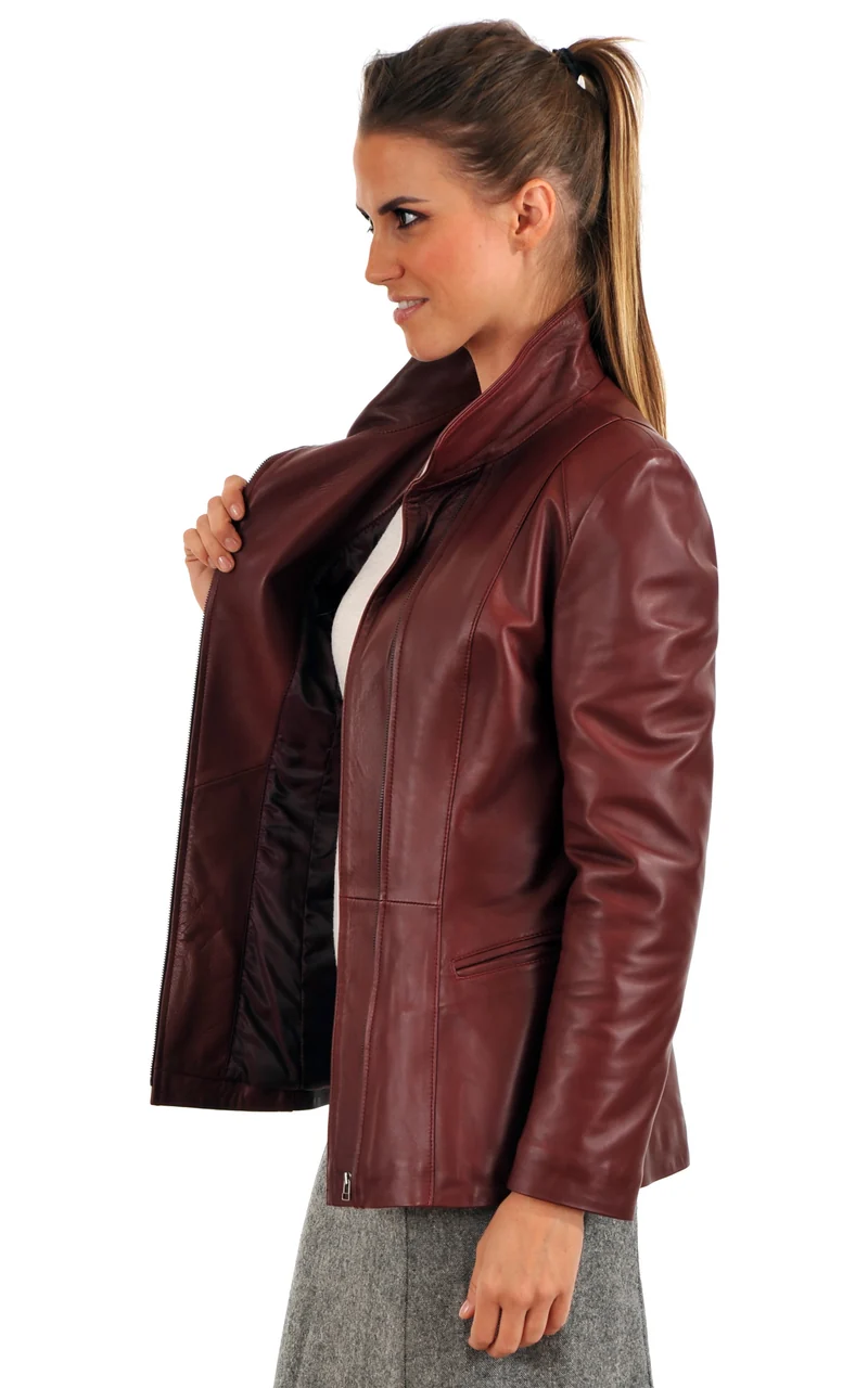 Veste cintrée Marina cuir rouge