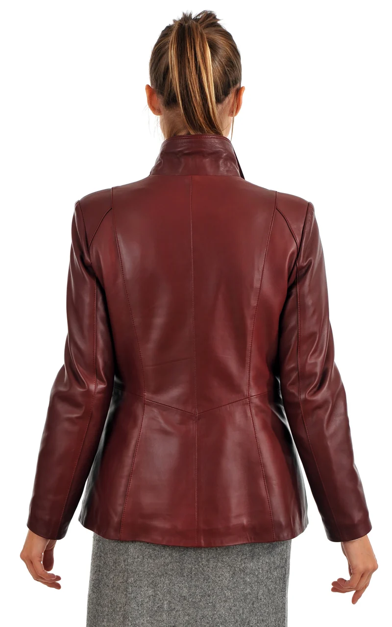 Veste cintrée Marina cuir rouge