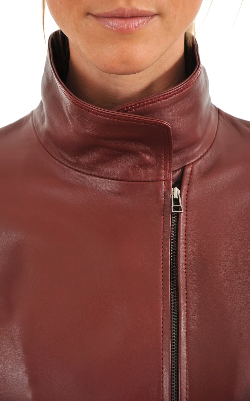 Veste cintrée Marina cuir rouge