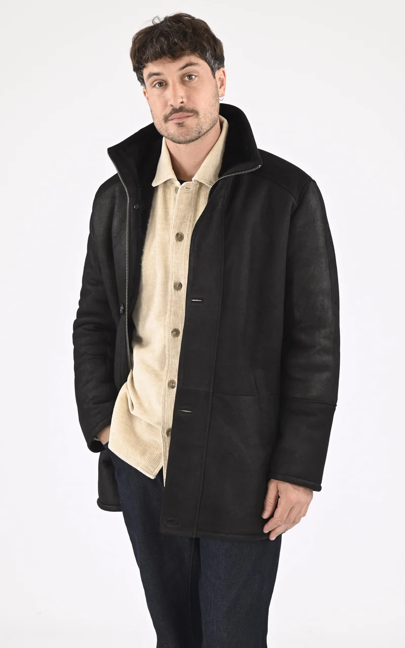 Veste peau lainée Guillaume noir