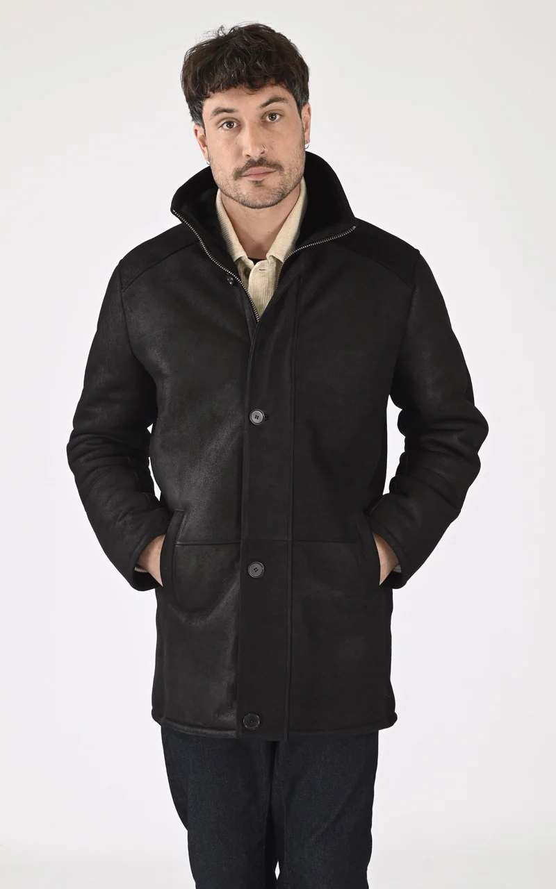 Veste peau lainée Guillaume noir