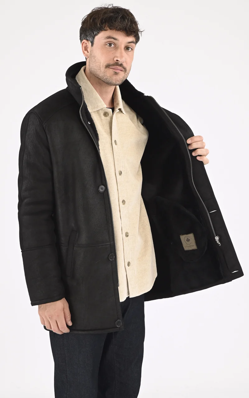 Veste peau lainée Guillaume noir