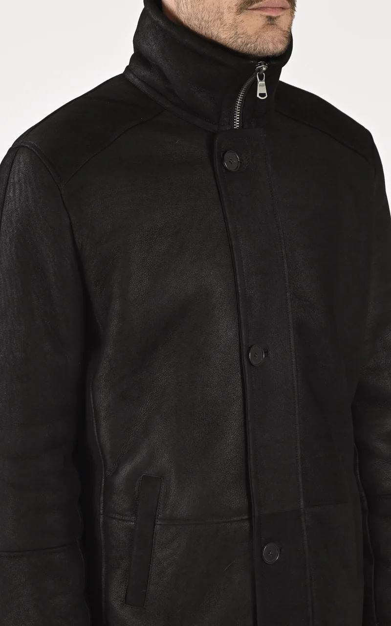 Veste peau lainée Guillaume noir