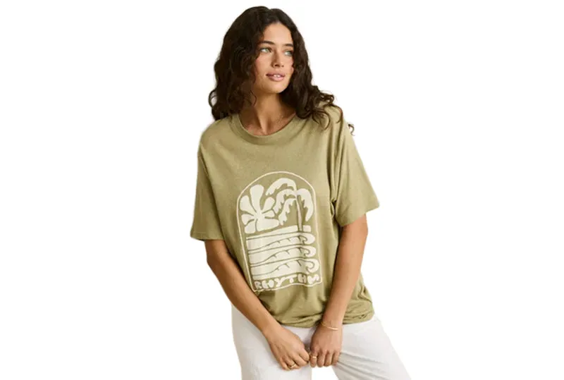 T-SHIRT SURDIMENSIONNÉ PALMIER ET SOLEIL