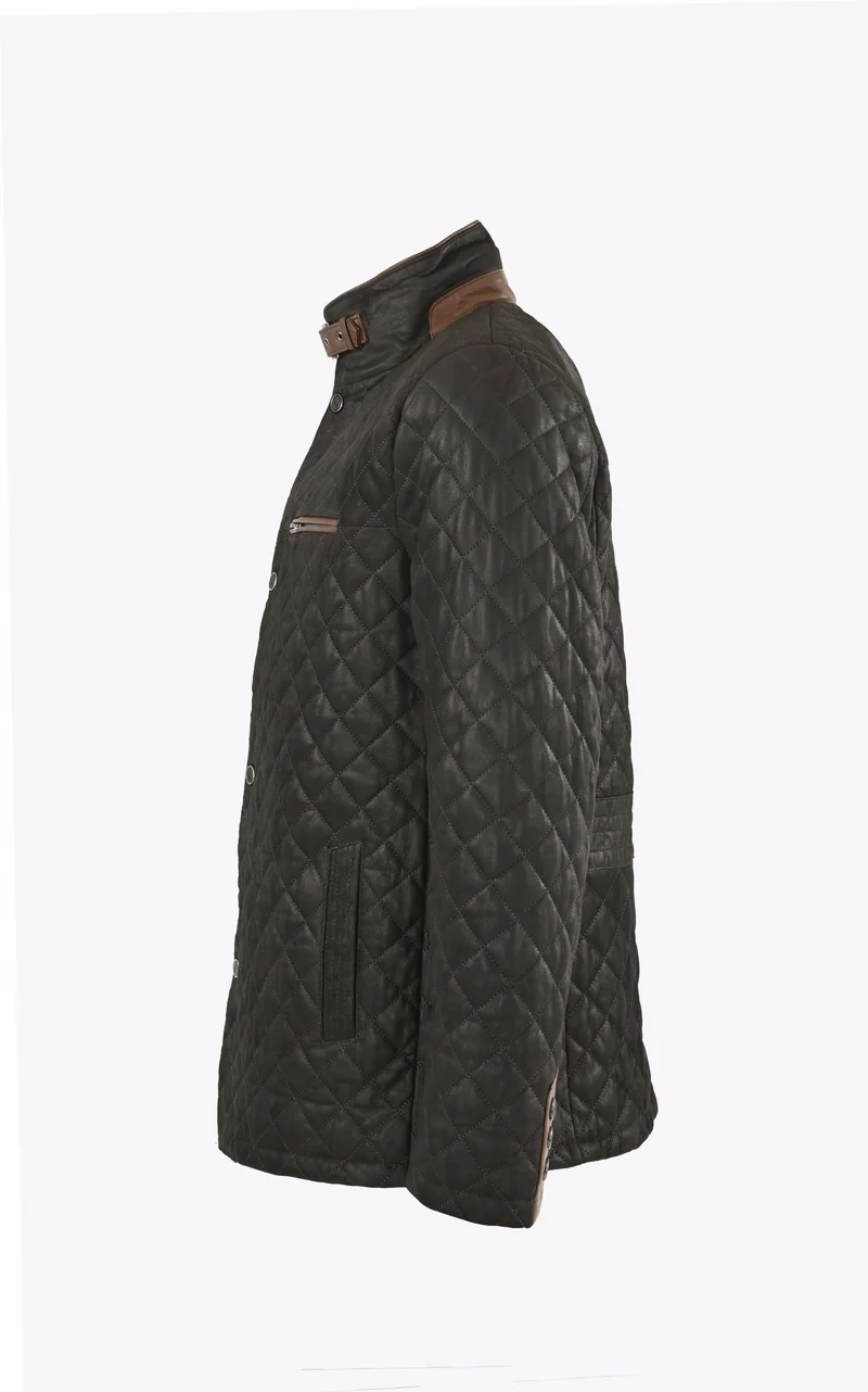 Veste cuir matelassée marron