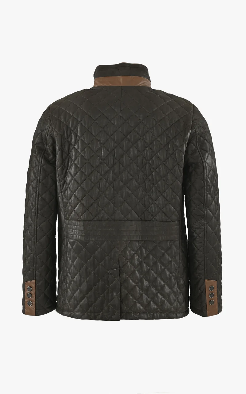 Veste cuir matelassée marron